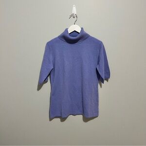 Pure Amici Purple Cashmere Turtle Neck 3/4 Sleeve Sweater Women’s Large